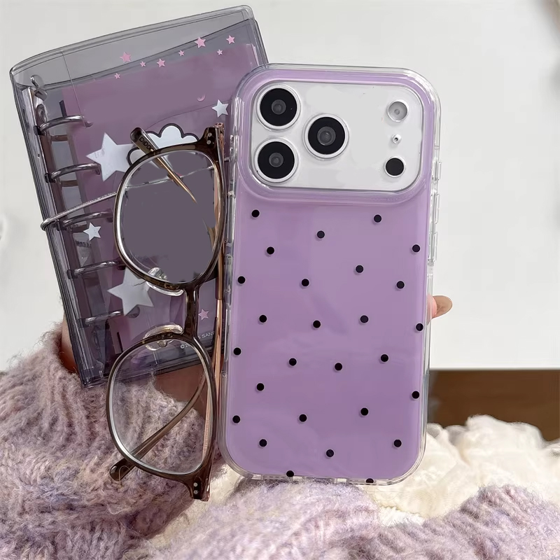 Phone Accessories For Girls - Korean Ins Girl Simple Purple Polka
