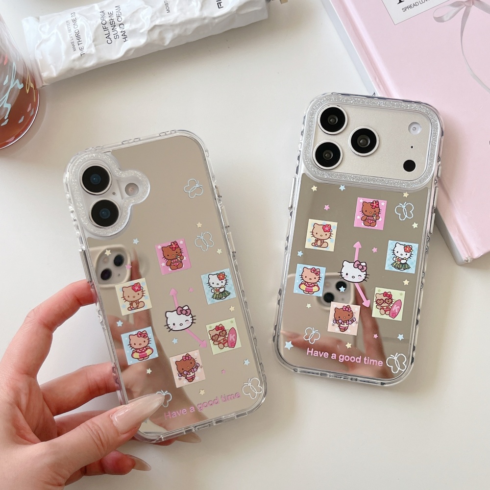 Phone Accessories For Girls - Cute Grid Cartoon Sanrio Hello Kitty