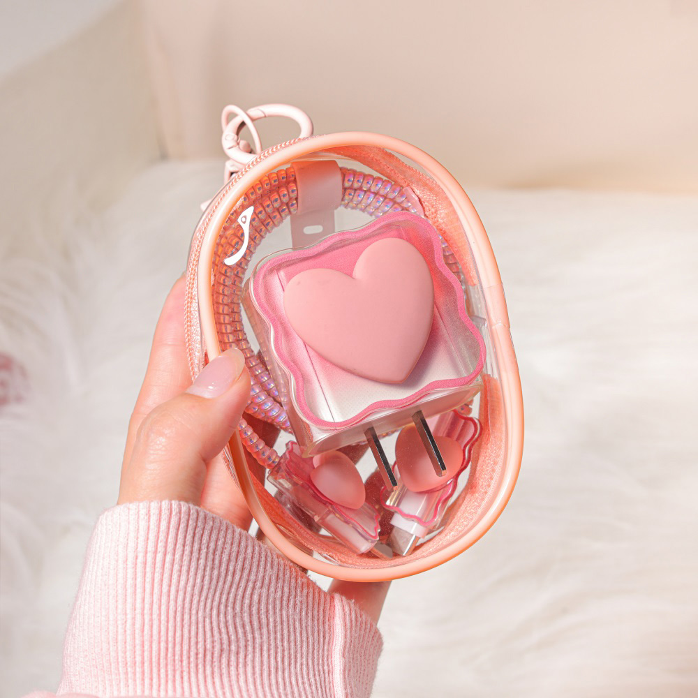 Phone Accessories Box Set - 6PCS Love Heart Charger Cover for