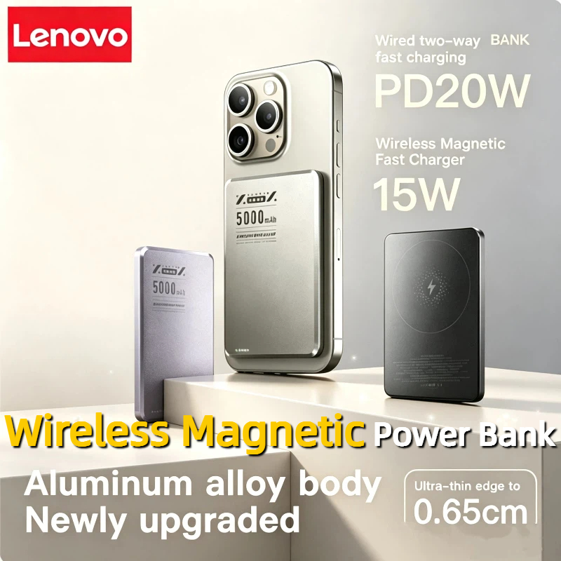 Power Bank Slim - Lenovo10000mAh Ultra Slim Magnetic PowerBank Qi2