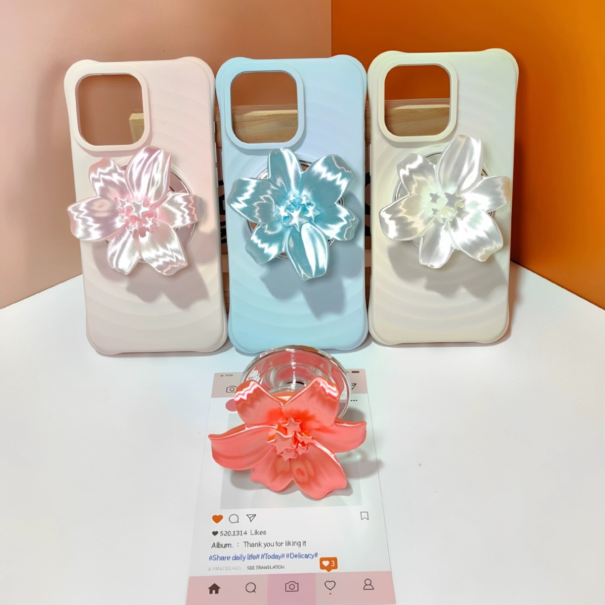 Phone Accessories And Cases - Glossy Pearl Lily Flower Magnetic Phone