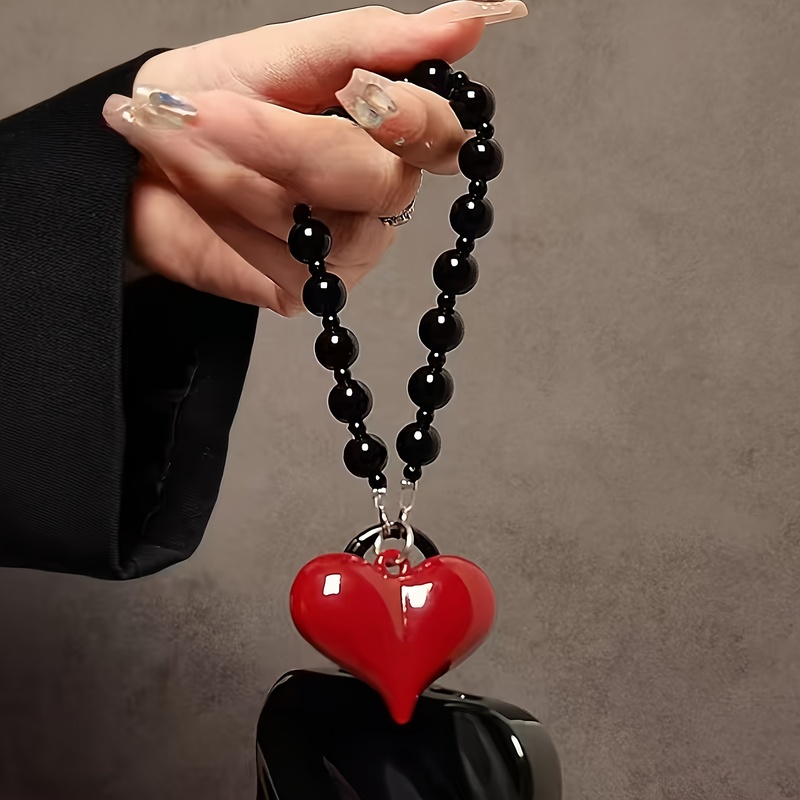 1Pieces Red large heart black  - Phone Accessories Hanging 评论和价格
