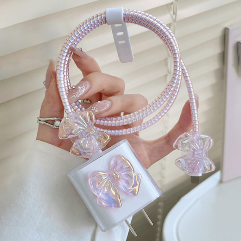 3D Pink Bow Cable Charger Prot - Phone Accessories Aesthetic 评论和价格