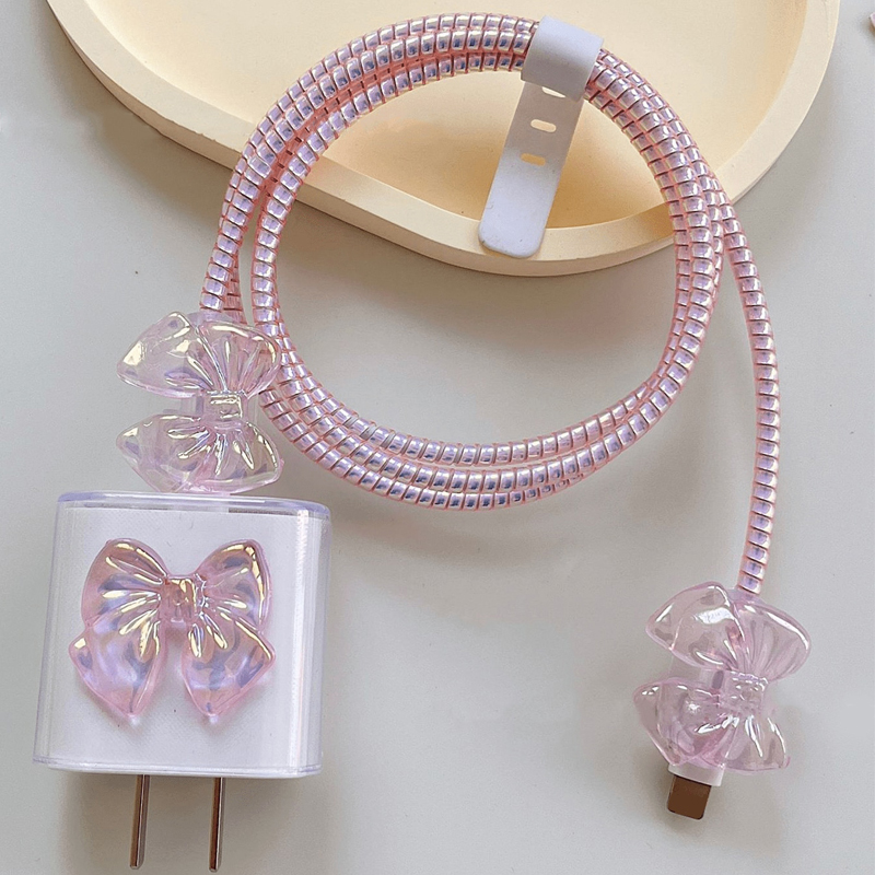 3D Pink Bow Cable Charger Prot - Phone Accessories Aesthetic 评论和价格