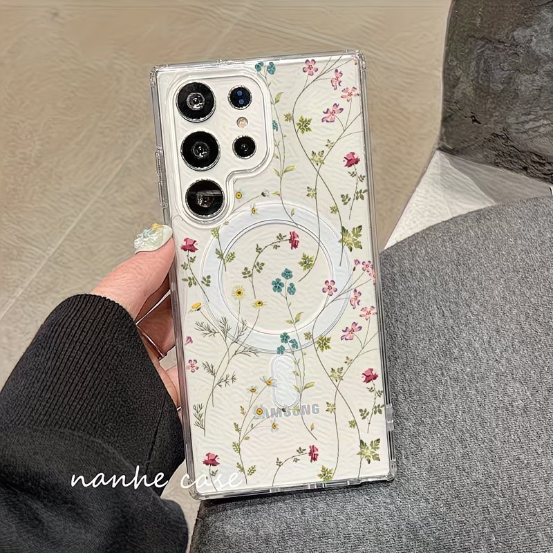 Floral Pattern Magnetic Phone  - Phone Accessories And Cases 评论和价格