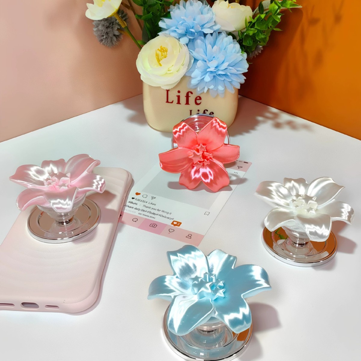 Glossy Pearl Lily Flower Magne - Phone Accessories And Cases 评论和价格